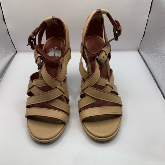 Coach Dawn Open Toe Leather Wedge Sandal size 7B - Picture 3 of 11